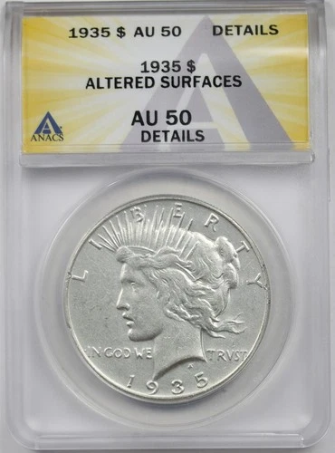 1935 $1 ANACS AU 50 Details Peace Silver Dollar