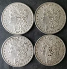 Lot of Four 1879 $1 Morgan Silver Dollars
