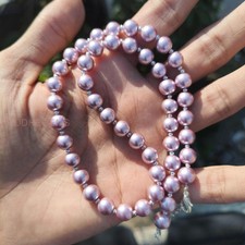 Round Shell Pearl Beads Necklace . 8mm Round Smooth Pearl Beads . Natural Shell