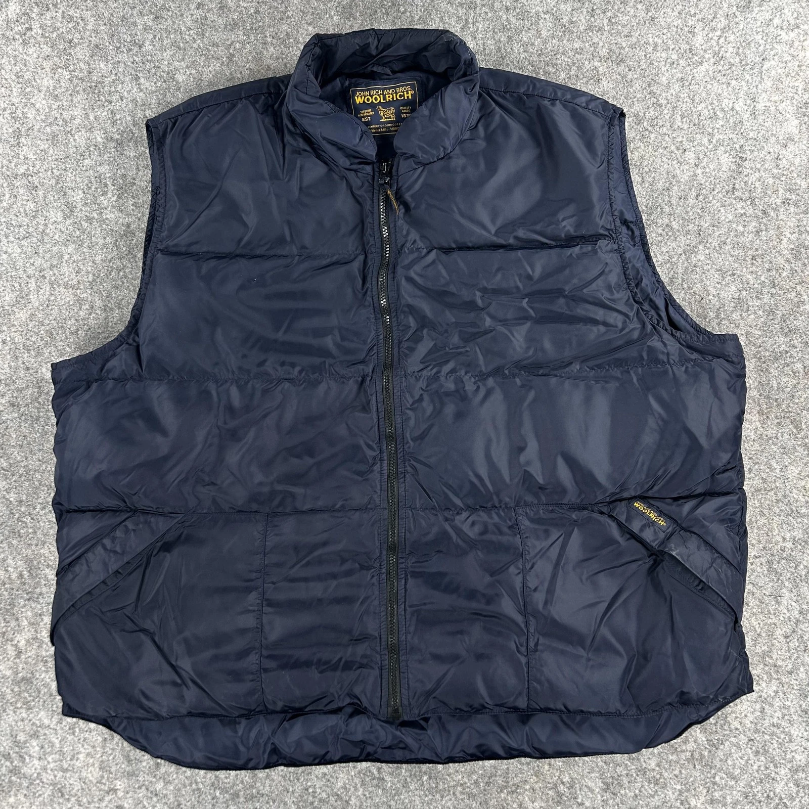 Woolrich Puffer Vest Mens XXL Blue Insulated Full Zip Outdoor Nylon