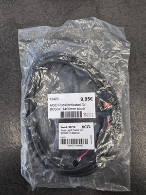 Bosch Lichtkabel 1400mm Rücklicht BES2 E-Bike schwarz mit Stecker - NEU