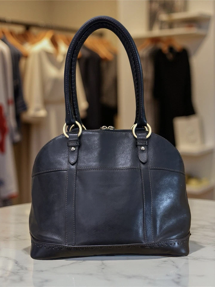 Dooney Bourke Black Florentine Leather Large Domed Satchel Shoulder Bag DB-02 - Image 2 of 4