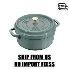 Staub Cast Iron 4 qt, Round, Dutch Oven, Eucalyptus