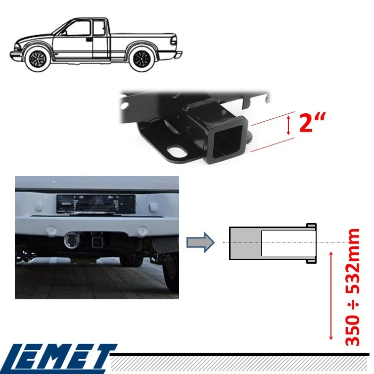 Anhängerkupplung 2-Zoll AHK-Adapter mit Spannkeil für Dodge Ram 1500 2010-2018 - Bild 2 von 4