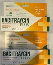 2 Bacitraycin Plus Antibiotic Original First Aid Ointment 1oz EACH EXP 8/26 ZINC