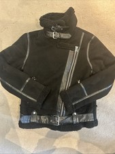 Giacca Motociclista Zara Nera Ecopelle Scamosciata Pelliccia Shearling Moto Sherpa Foderata Donna Small