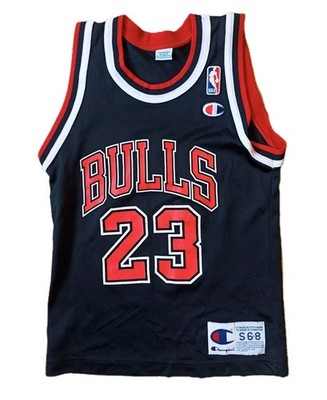 Michael Jordans 90s Champion Chicago Bulls Jersey schwarz Vintage YOUTH S 6-8