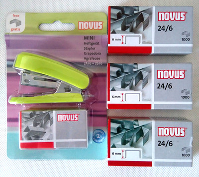 NOVUS MINI-Tacker Bürohefter mit integr.Enthefter & 3320 Heftklammern 24/6