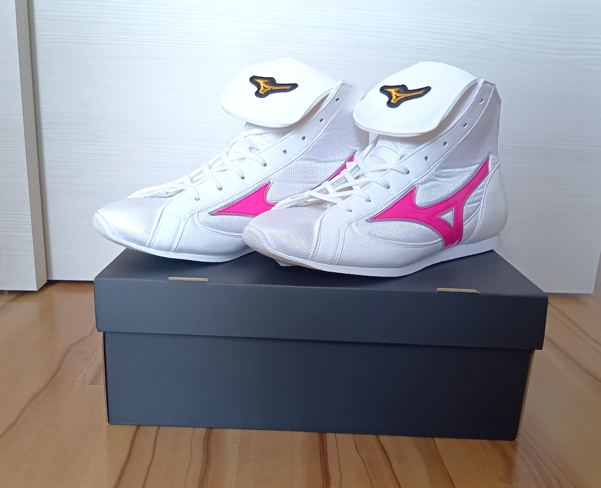 Mizuno Short Boxing Shoes BM525 Easy Spectra White×Flash Pink