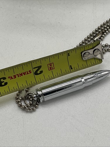Collana proiettile 2,5": con catena militare tono argento / patriottica / ottimo regalo - Foto 5 di 5
