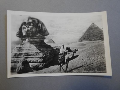 antique RPPC postcard Ancient Egypt THE SPHINX & PYRAMID & Camel