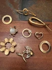 Vintage Gold Tone Brooch Pin Lot Costume Jewelry Collectible Accessories