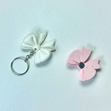White Pink Bow Plastic Metal Key Chain Key Ring Charm for Women