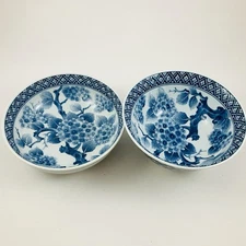 Rice Soup Bowl 5.5” & Salad Dessert Bowl 6” Blue White Hydrangea Set Of 2 Japan