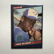 DONRUSS 1986 RATED ROOKIE FRED McGRIFF #28 TORONTO BLUE JAYS BASEBALL CARD