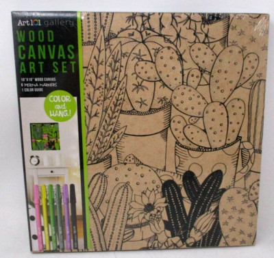 Art 101 Wood Canvas Art Set Cactus