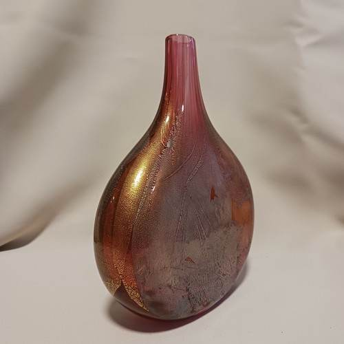 Isle Of Wight Studio/Harris Azurene Pink Lollipop Vase Gold Silver Leaf 5.75" - Picture 3 of 9