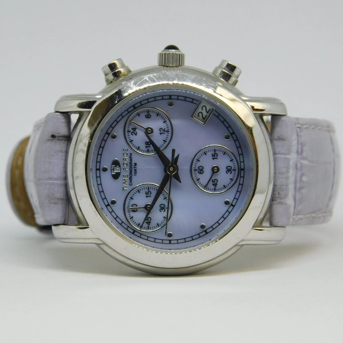 TIME FORCE 2289L Chronograph Quartz Analog Women's Watch New Battery