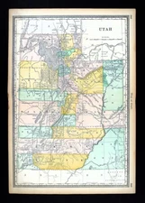 1883 Hardesty Map Utah Great Salt Lake City Ogden Provo Logan  St. George UT