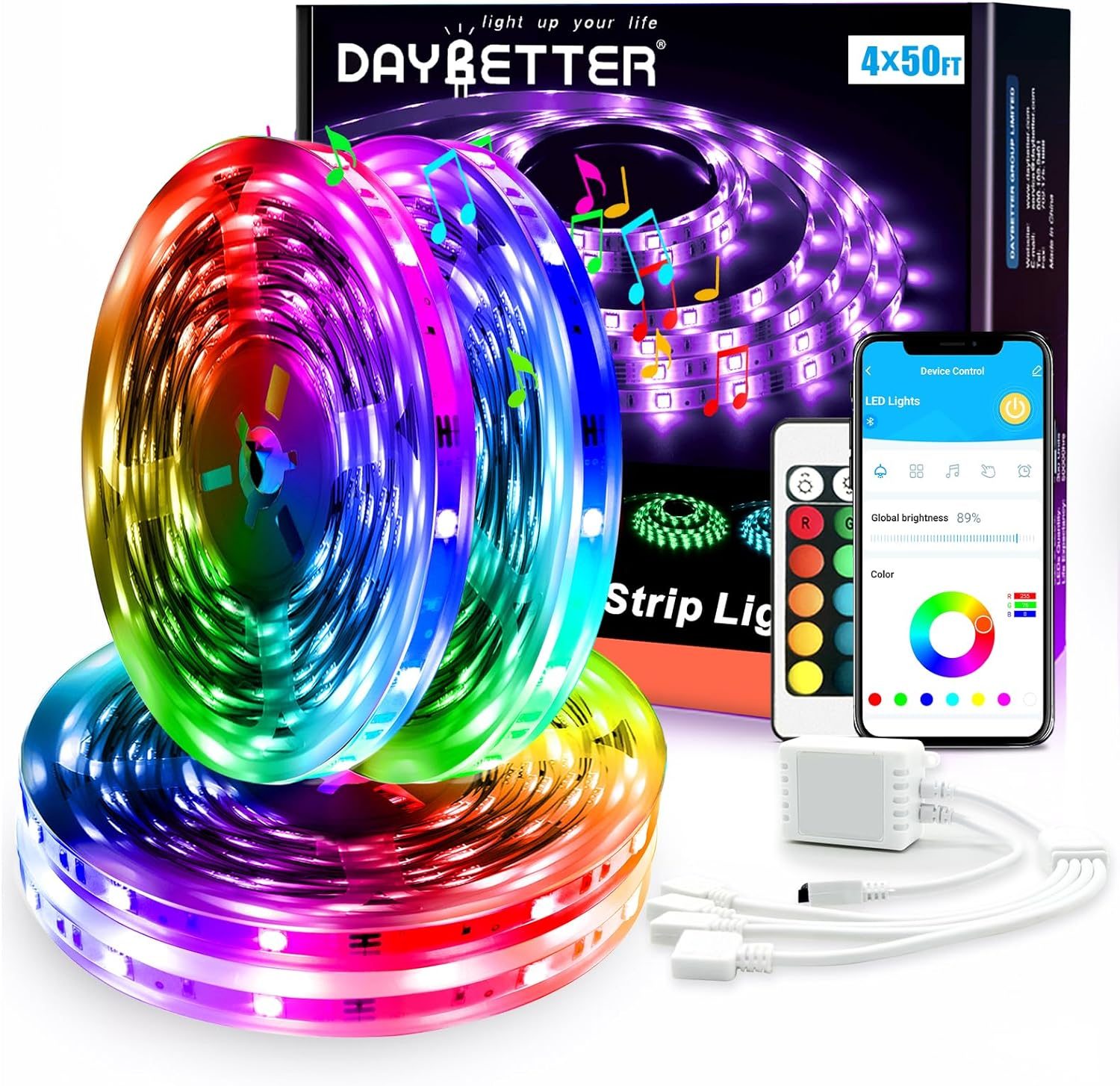 Smart LED Strip Lights 5050 RGB App & Remote Control for Bedroom Music Sync-image