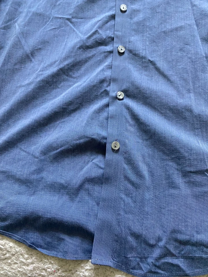 Camisa Kenneth Cole Reaction Hombre Calce Ajustado Manga Larga Abotonada Azul-Gris Talla L Foto 2 de 4