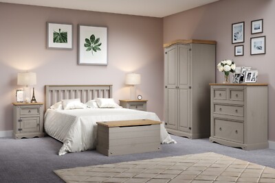 Premium Corona Grey Wash Kiefer massiv Schlafzimmer Beistelltisch Nachttisch Nachttisch