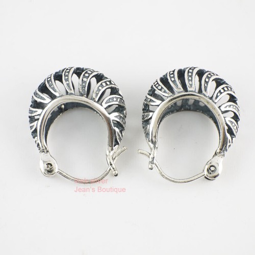 Pendientes de aro con bisagras de plata esterlina Bali A1019 - Imagen 7 de 9