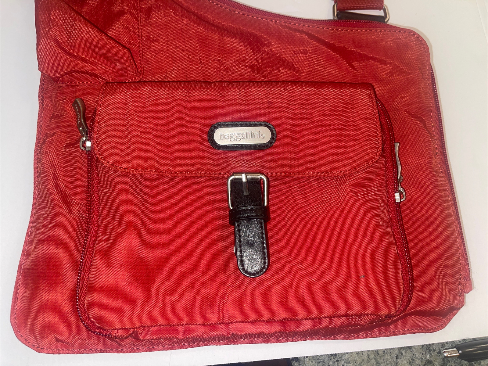 Baggallini Red Nylon Multi Pocket Crossbody Travel Bag Organizer eBay