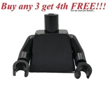 ☀️NEW LEGO Minifigure Minifig Torso Body Plain BLACK Torso w/ White Hands