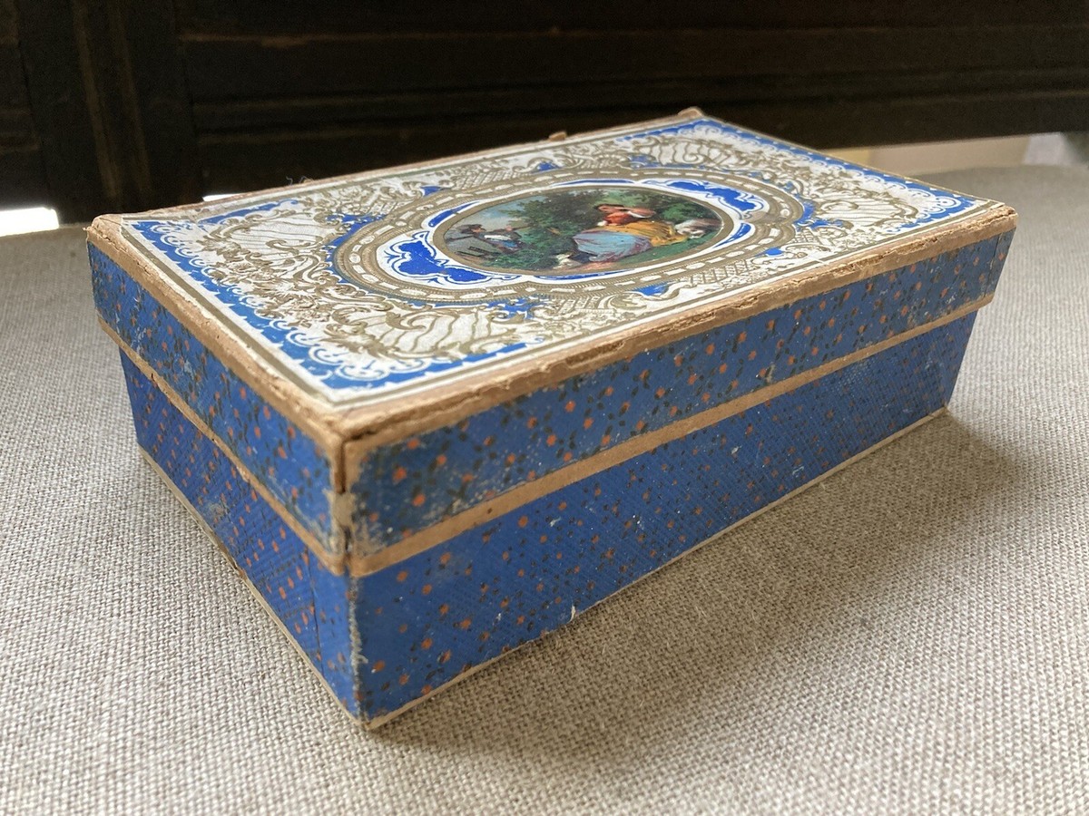 Antique 19th C Victorian Era wall paper hand Painted box | eBay