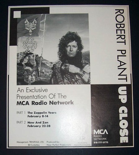Robert Plant MCA Radio Interview 1988 Small Poster Type Advert, Promo Ad