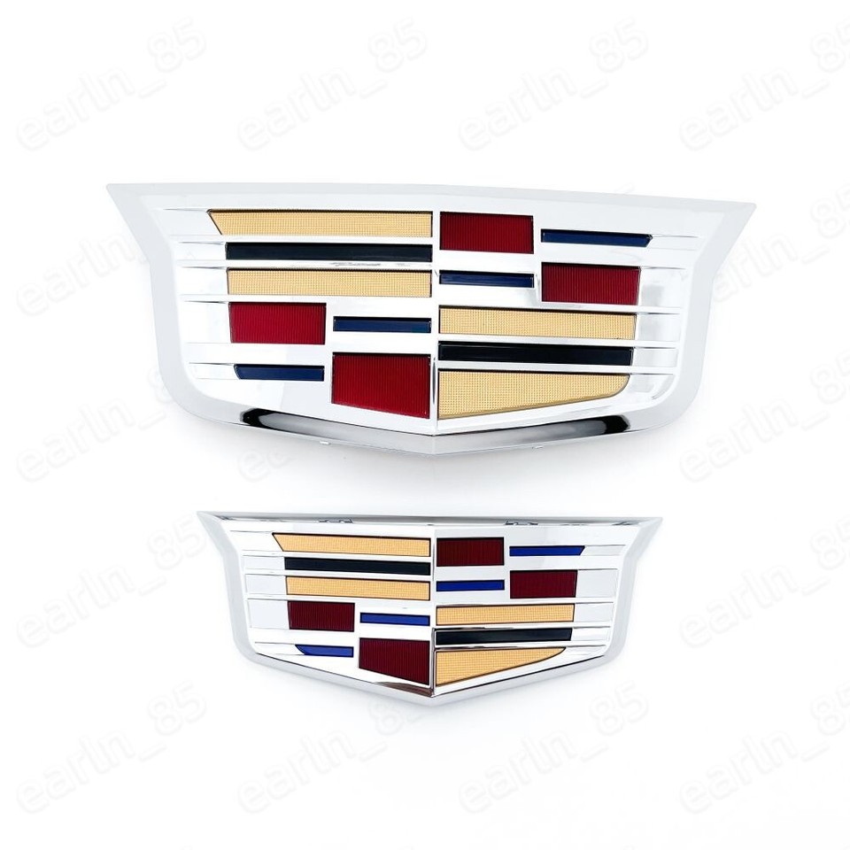 Cadillac Emblem Sticker 2-Piece Cadillac Front &amp; Rear Emblem Stickers - Fits 2015-2017 CT6, XT5, XTS, ATS Models Cadillac XTS Cars