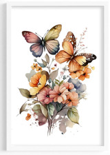 Butterfly Wall Art Print, Butterflies and Flowers Print, Wall Art Decor Print 6