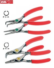 Serie di 4 pinze per anelli elastici USAG 127N/SE4S seeger ESTERNI E INTERNI
