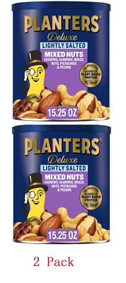 Planters Mixed Nuts, Lightly Salted Deluxe Mixed Nuts, 15.25 Ounce, 2 Pack
