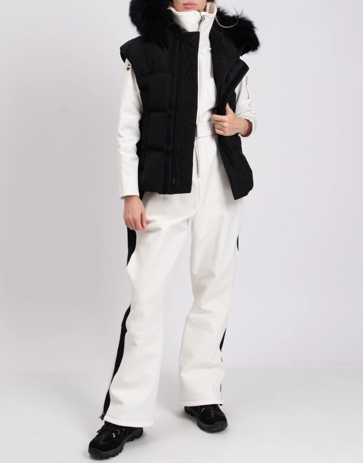 Gilet trapuntato piumino DSQUARED2 RRP €1085 IT38 US2 UK6 XS cappuccio con filo in pelliccia di procione