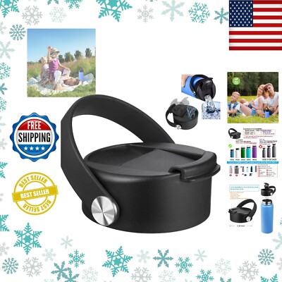 Replacement Flip Lid For Hydro Flask Wide Mouth Water Bottle Coffee Lid  Black