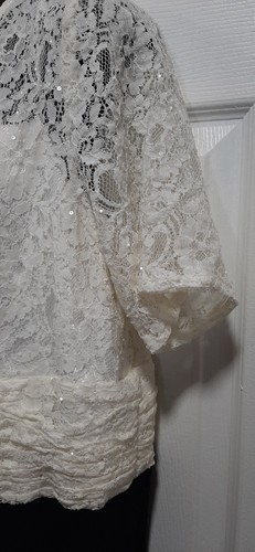 JS Collections Sequin Lace Long Formal Evening Dress in Cream & Black Size 24W - Picture 3 of 9