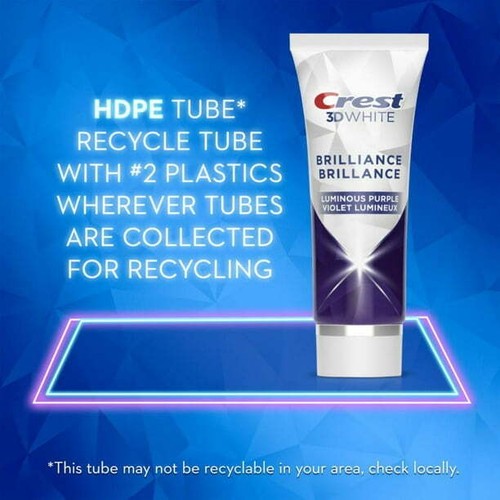 Crest 3D White Brilliance Teeth Whitening Purple Toothpaste, Luminous Mint, 85mL - Picture 9 of 9