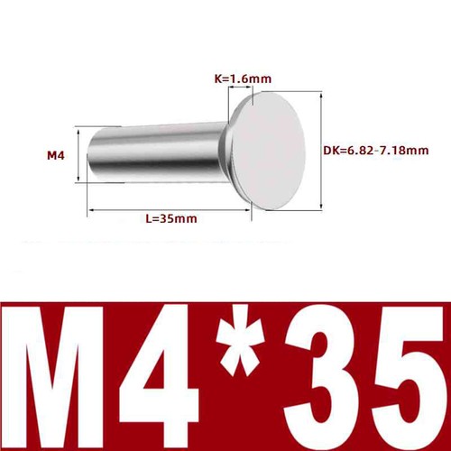 304 Stainless Steel Countersunk Head Solid Rivets Flat Round Head Rivets M2-M6 - Picture 55 of 77