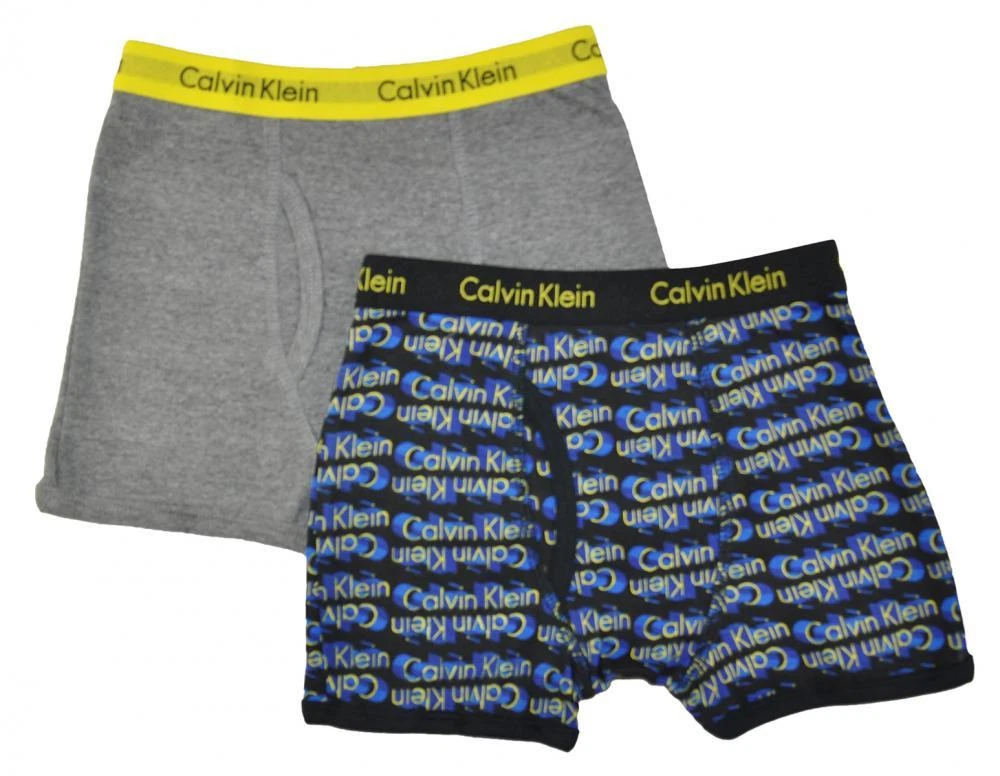 Calvin Klein Boys Gray Black Print 2pc Boxer Brief Size 4/5 6/7 8/10 12/14  16/18