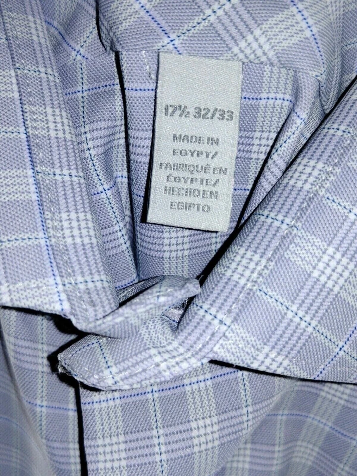 Camisa Perry Ellis Portfolio Para Hombres Talla 32/33 Púrpura Abotonada Manga Larga Cuello Foto 4 de 4