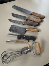 Lotto Coltelli Da Cucina Epoca Collezione V￼intage Manico Legno 
