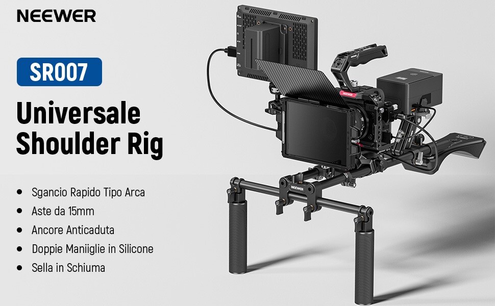 Supporto Spalla Per Fotocamera DSLR | Con Binario 15 Mm Per Video | Rig Per Riprese Stabili | Accessorio Videomaking - Foto 4