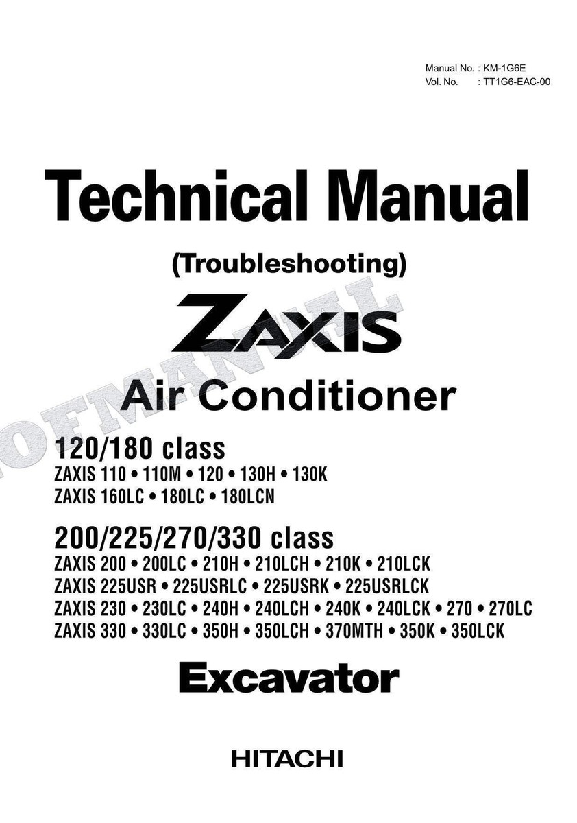 HITACHI ZX270 ZX330 Air Condit Excavator Service manual