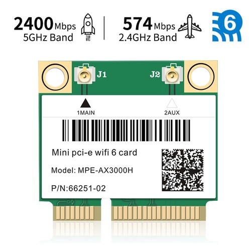 AX3000 Dual Band WiFi 6 MPE-AX3000H 802.11AX Bluetooth 5.2 Mini PCI-E WiFi Card - Afbeelding 1 van 8