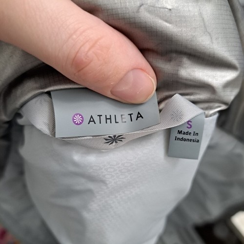 Athleta silber metallic körperbetonte gefütterte Outdoor-Gänsedaunenweste Größe Small - Bild 6 von 7