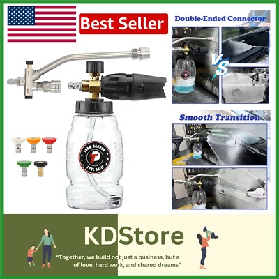 #ad Versatile Foam Cannon with Dual Connector for Pressure Washers 5 Nozzle Tips $53.99