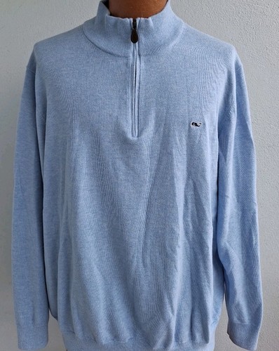 Vineyard Vines Sweatshirt Mens XL Blue Cotton 1/4 Zip Long Sleeve Pullover - Picture 1 of 7