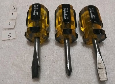 3pc GREAT NECK STUBY SCREWDRIVER SET  G22 GR22 USA  